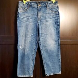 VERA WANG Wide Leg Jeans Simply Vera Denim Distressed Blue Jeans Crop Size 14